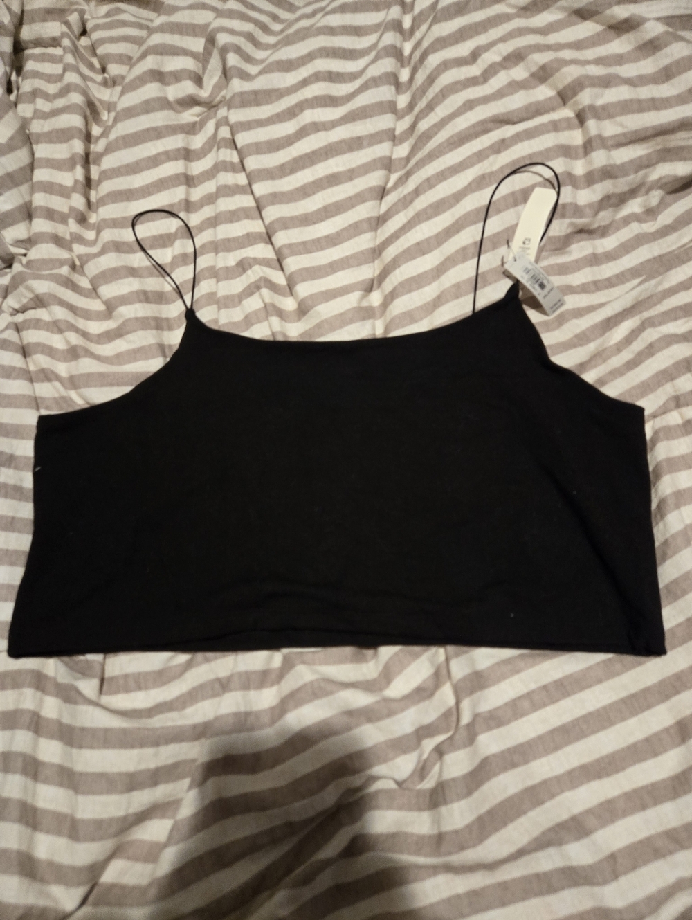 Victoria's Secret Black Spaghetti Strap Cropped Camisole